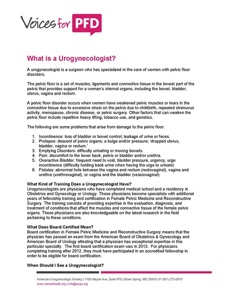 What is a Urogynecologist? - About